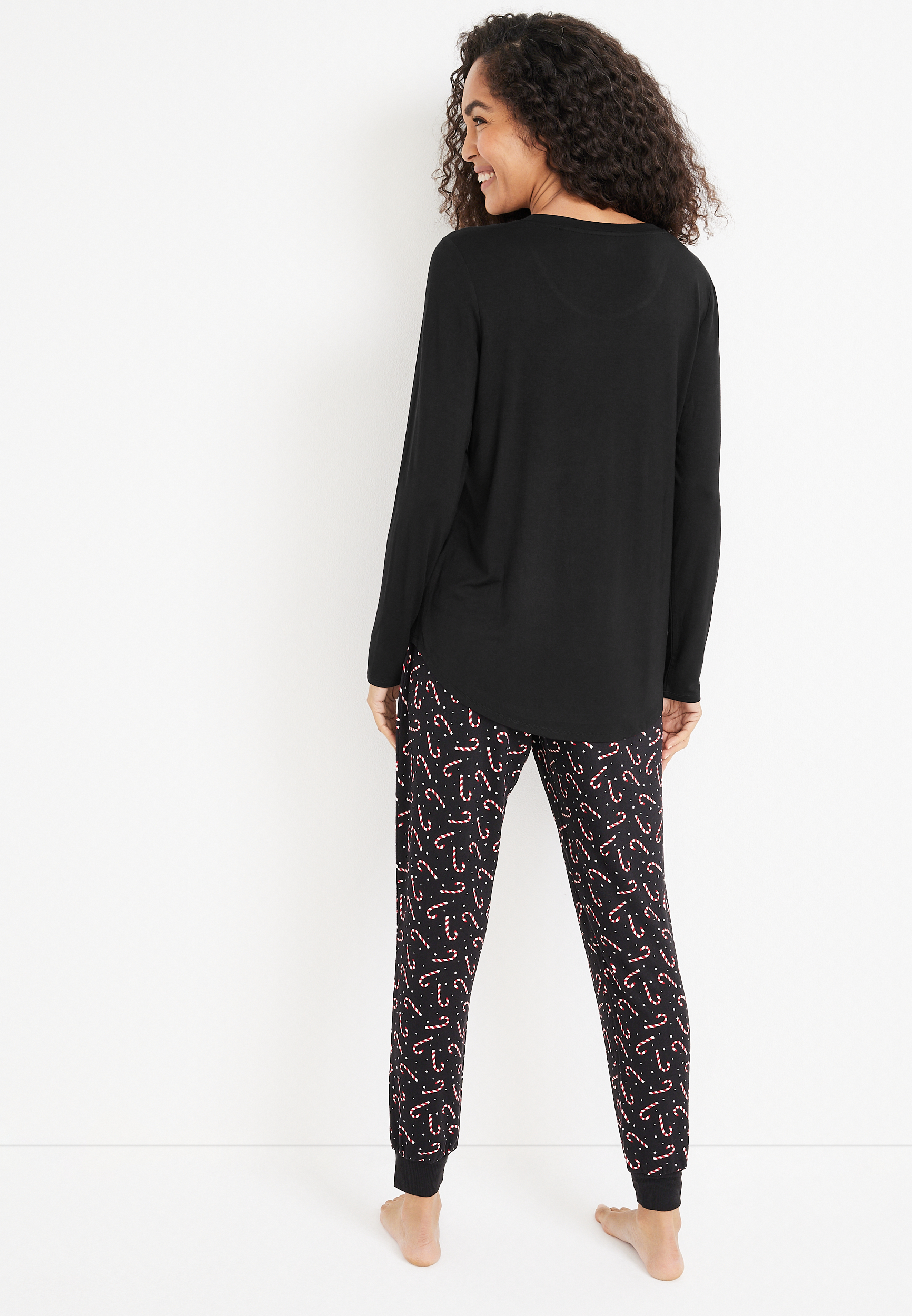 Holiday Graphic Tee And Jogger Pajama Set, BLACK COMBO, large