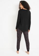 Holiday Graphic Tee And Jogger Pajama Set, BLACK COMBO, small