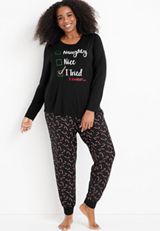Holiday Graphic Tee And Jogger Pajama Set, BLACK COMBO, small