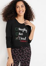 Holiday Graphic Tee And Jogger Pajama Set, BLACK COMBO, small