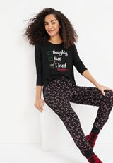 Holiday Graphic Tee And Jogger Pajama Set, BLACK COMBO, small