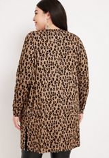 Plus Size Leopard Cardigan, HEATHERED COCOA, small