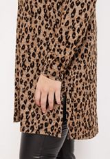 Plus Size Leopard Cardigan, HEATHERED COCOA, small