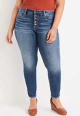 Plus Size Silver Jeans Co.&reg; Suki Skinny Button Fly Curvy Mid Rise Jean, C258, small