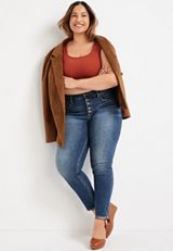 Plus Size Silver Jeans Co.&reg; Suki Skinny Button Fly Curvy Mid Rise Jean, C258, small