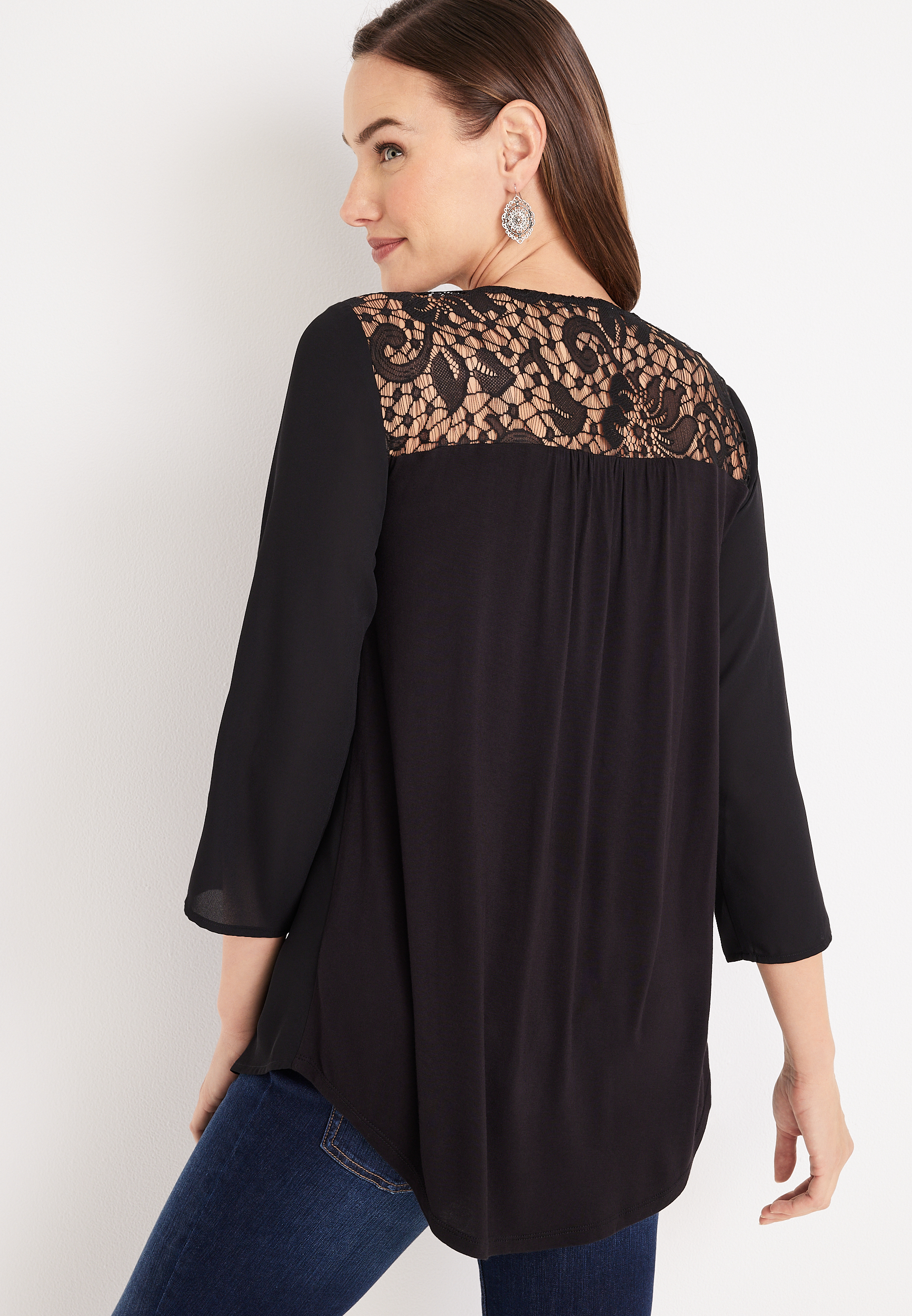 Geneva Zipper Neck Tunic Blouse, C106, large