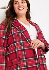 Plus Size Plaid Blazer, REBEL RED COMBO, small