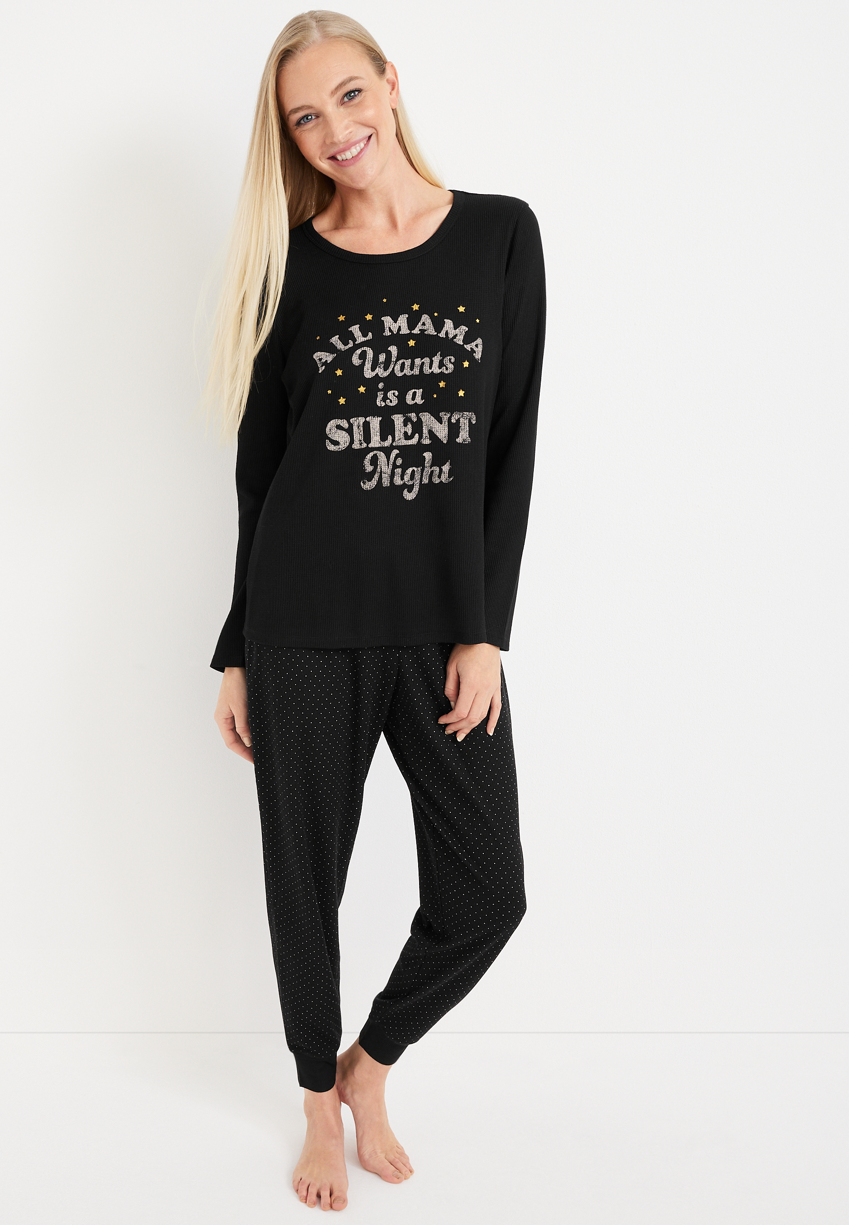 Holiday Thermal Graphic Tee And Jogger Pajama Set | maurices