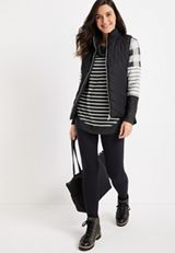 Haven Buffalo Plaid Stripe Cowl Neck Sweatshirt, BLACK COMBO, small