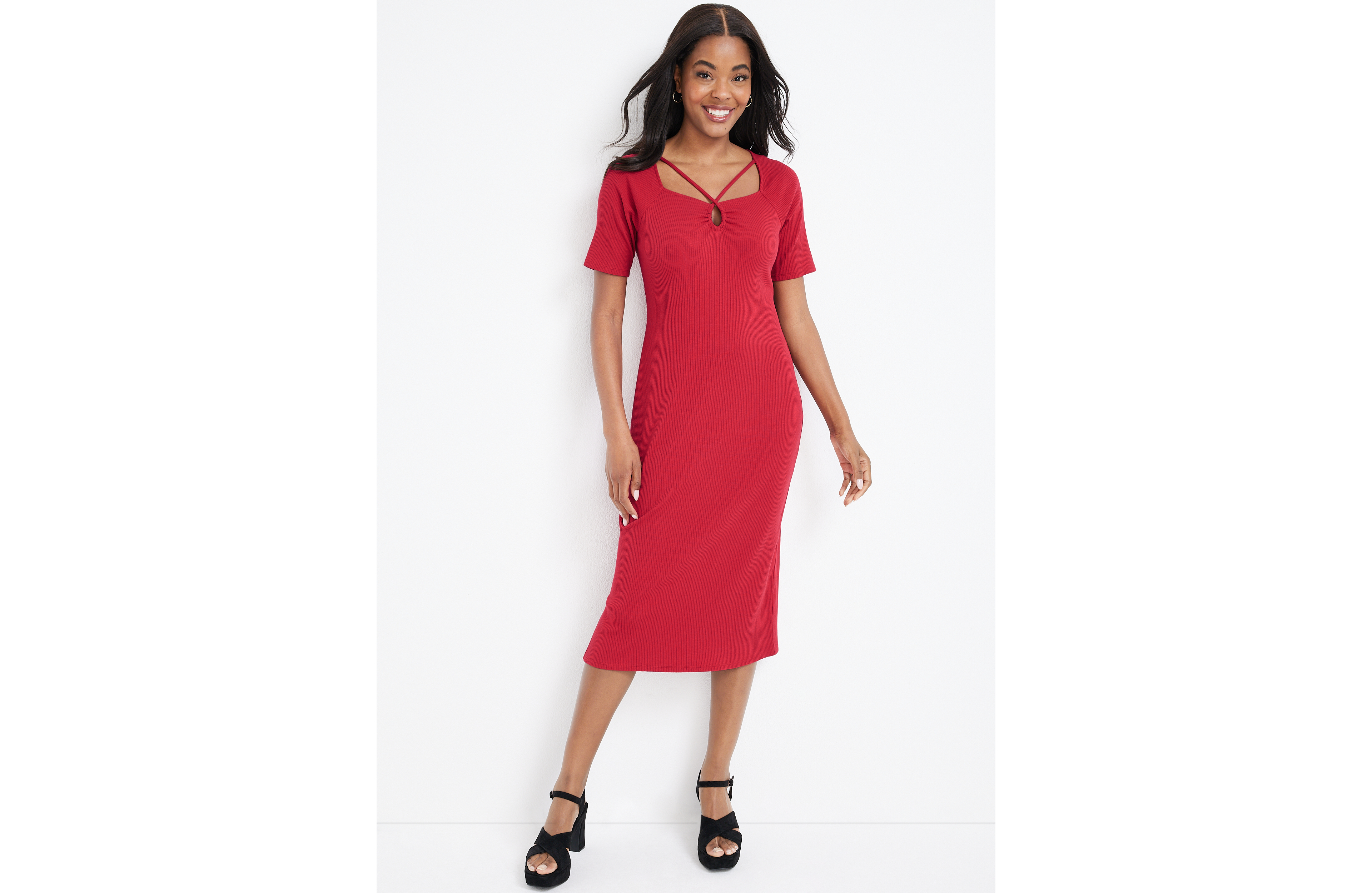 Cross Front Midi Dress
