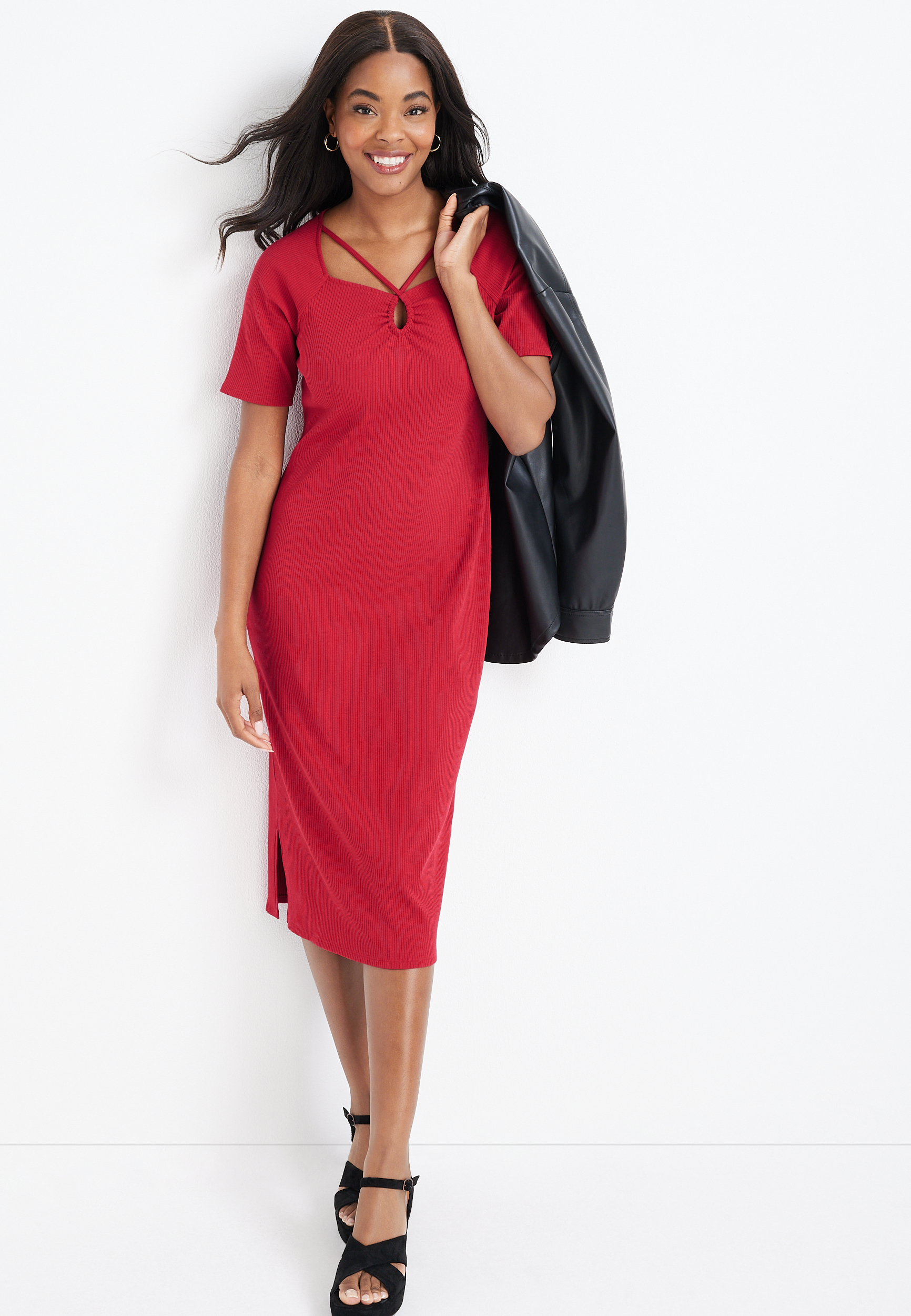 Cross Front Midi Dress, C4744, large