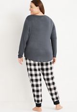 Womens Holiday Buffalo Plaid Deer Family Pajamas, C125, small
