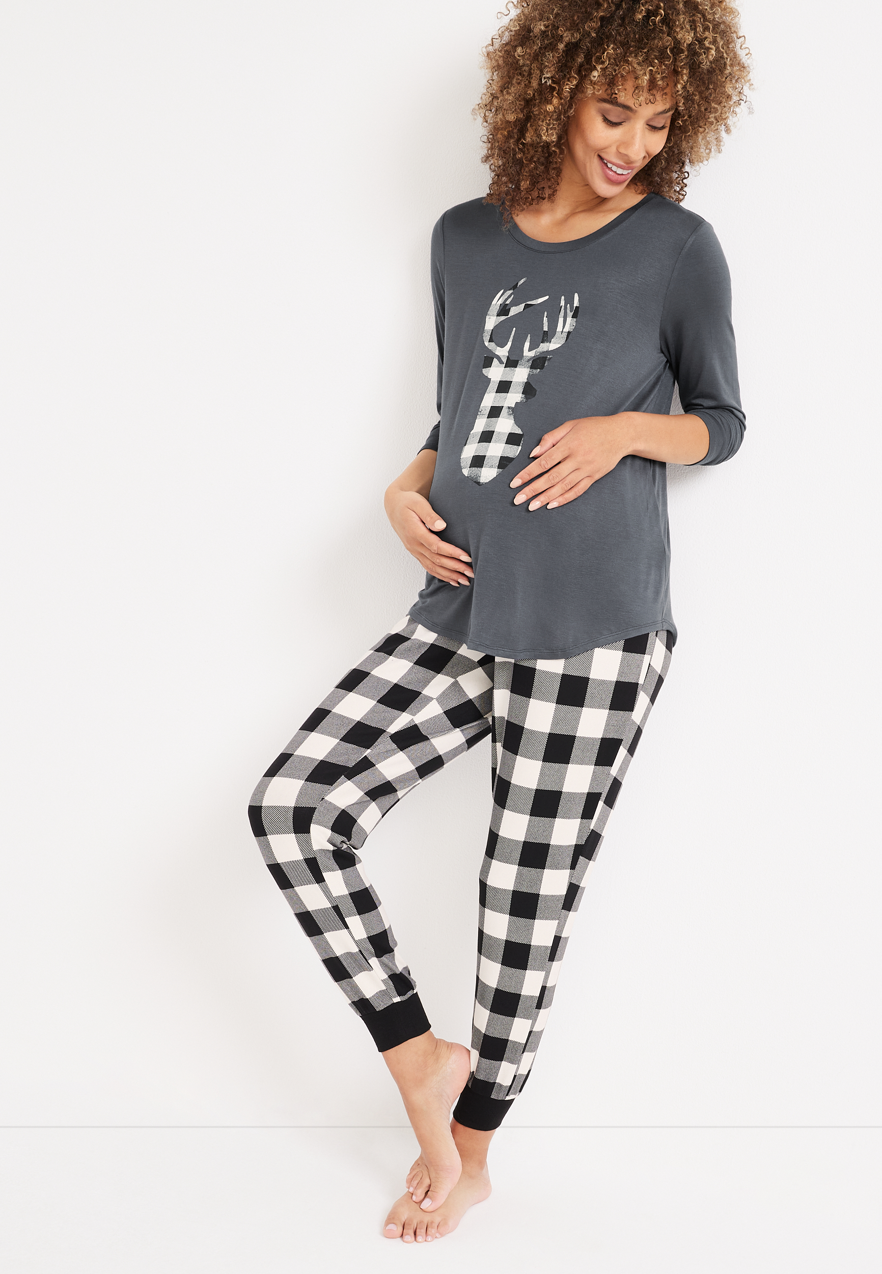 Holiday Pajamas Buffalo Plaid Family Pajamas Black And White Adult