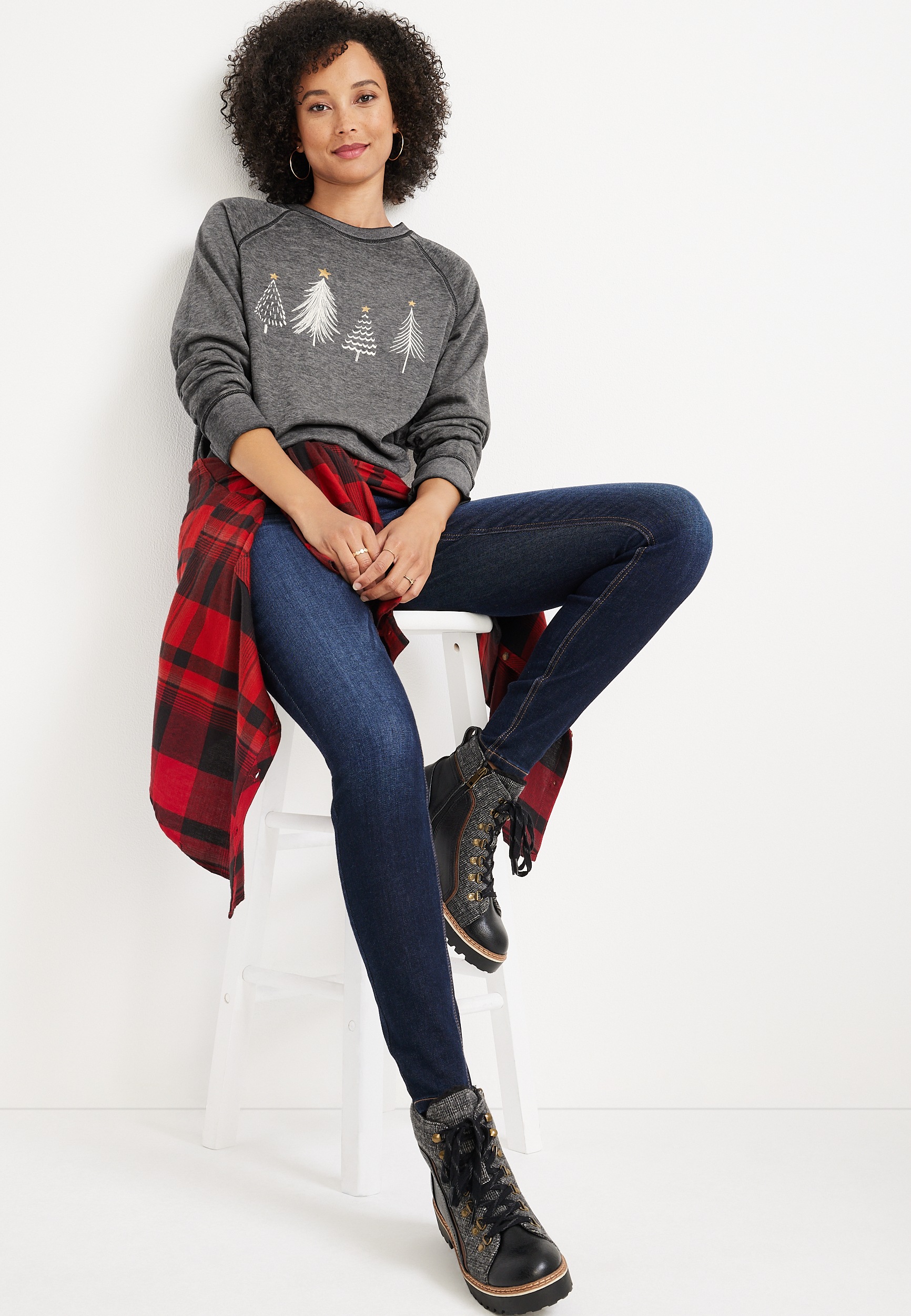 Christmas Tree Fleece Sweatshirt, C3017, large