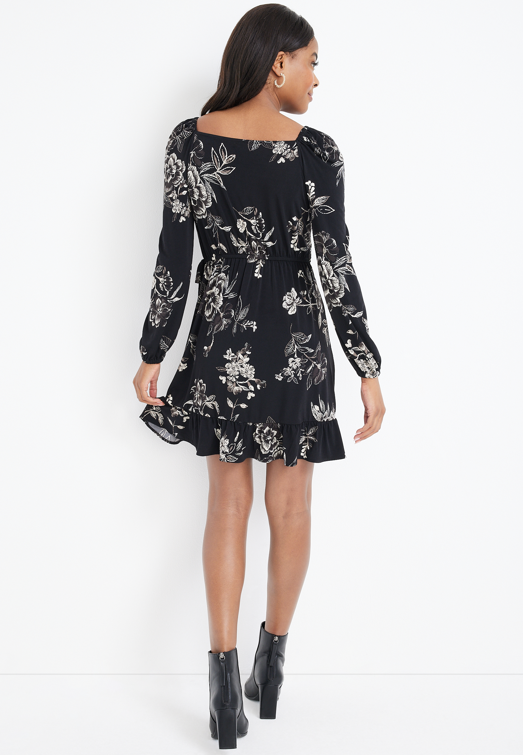 Floral Faux Wrap Mini Dress, C1756, large