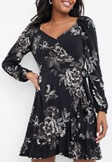 Floral Faux Wrap Mini Dress, C1756, small