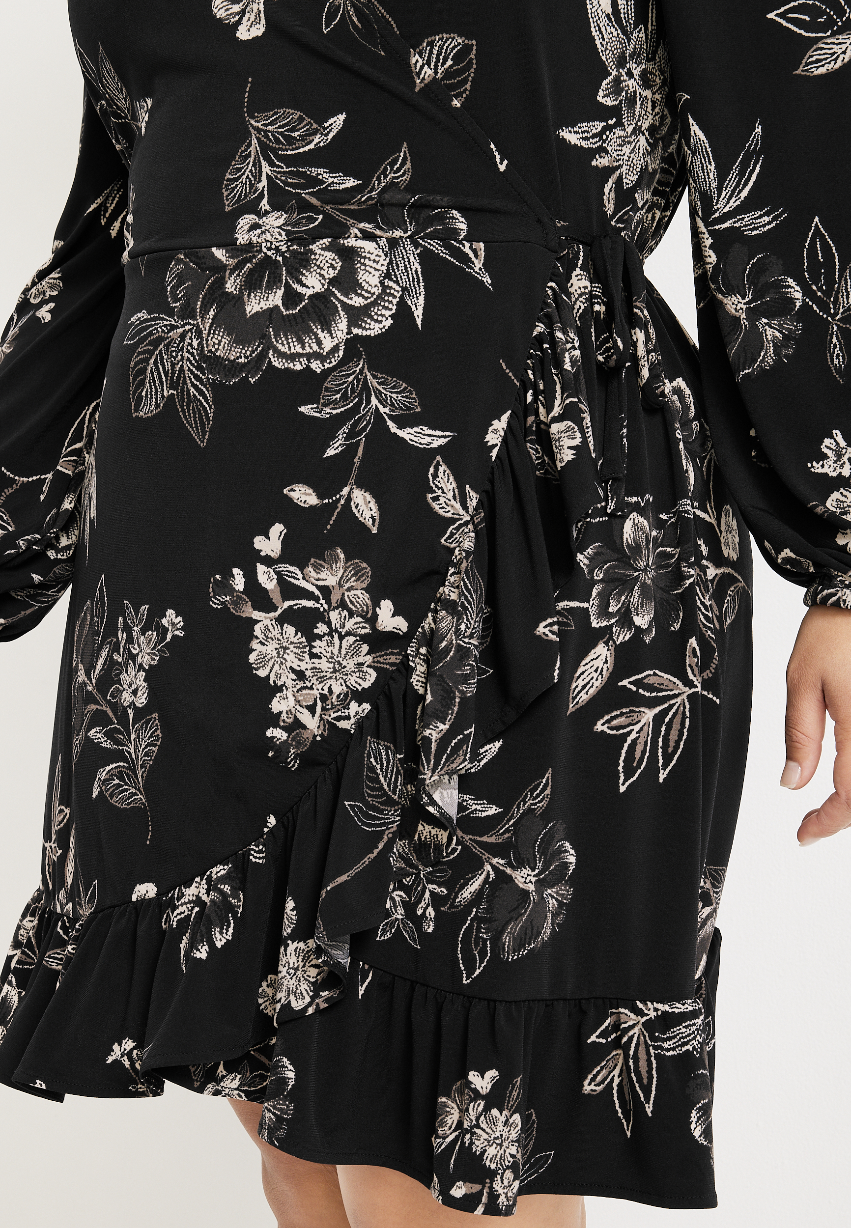 Plus Size Floral Faux Wrap Mini Dress, C1756, large