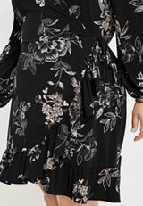 Plus Size Floral Faux Wrap Mini Dress, C1756, small