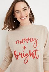 Willowsoft Merry And Bright Funnel Neck Fleece Sweatshirt, C2445, small