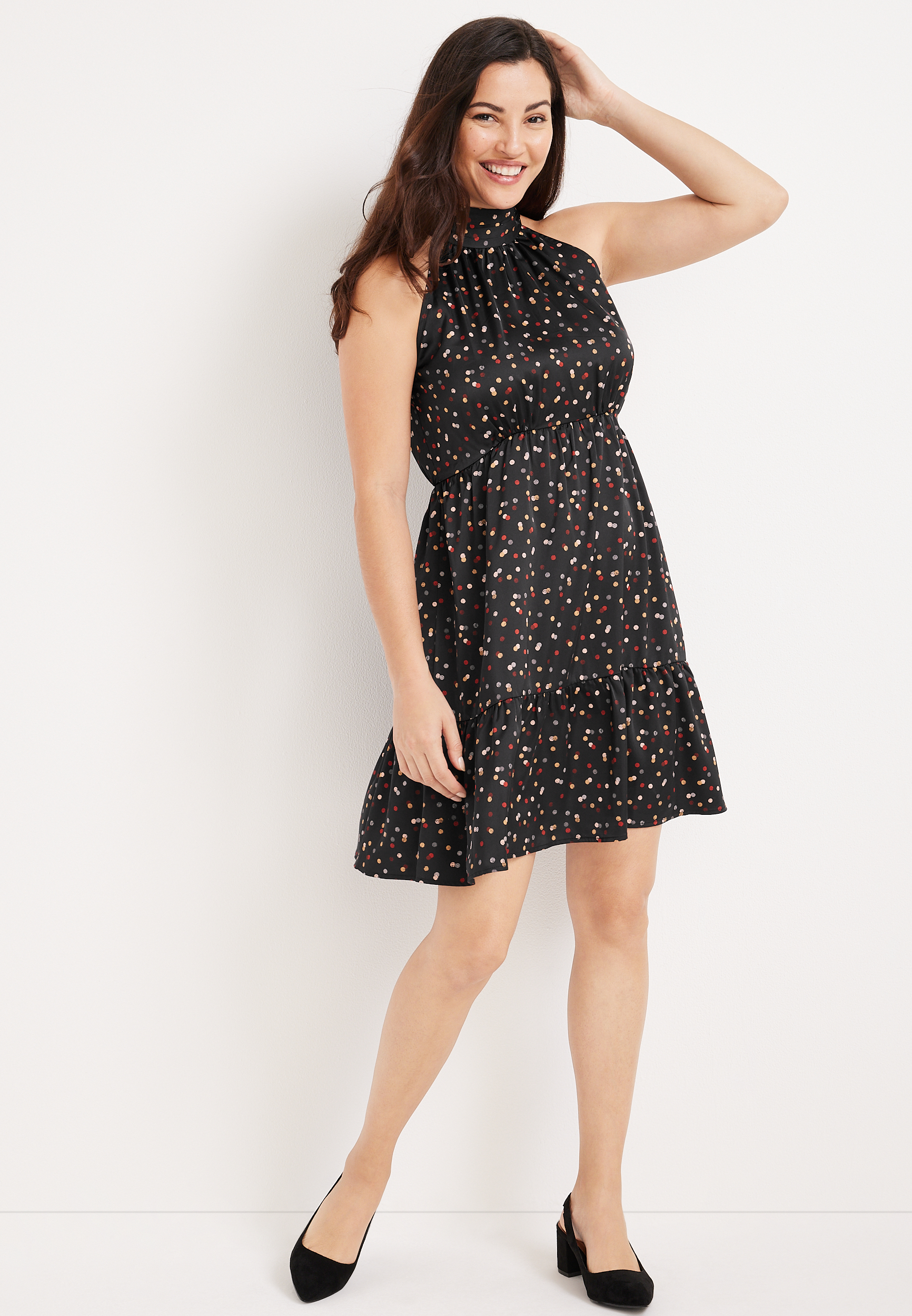 princess polly baby blue dress DKNY Women's Mock-Neck Sequin Stretch-Velvet Dress main image 1