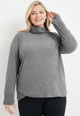 Plus Size Cowl Neck Fleece Tunic, C151, small