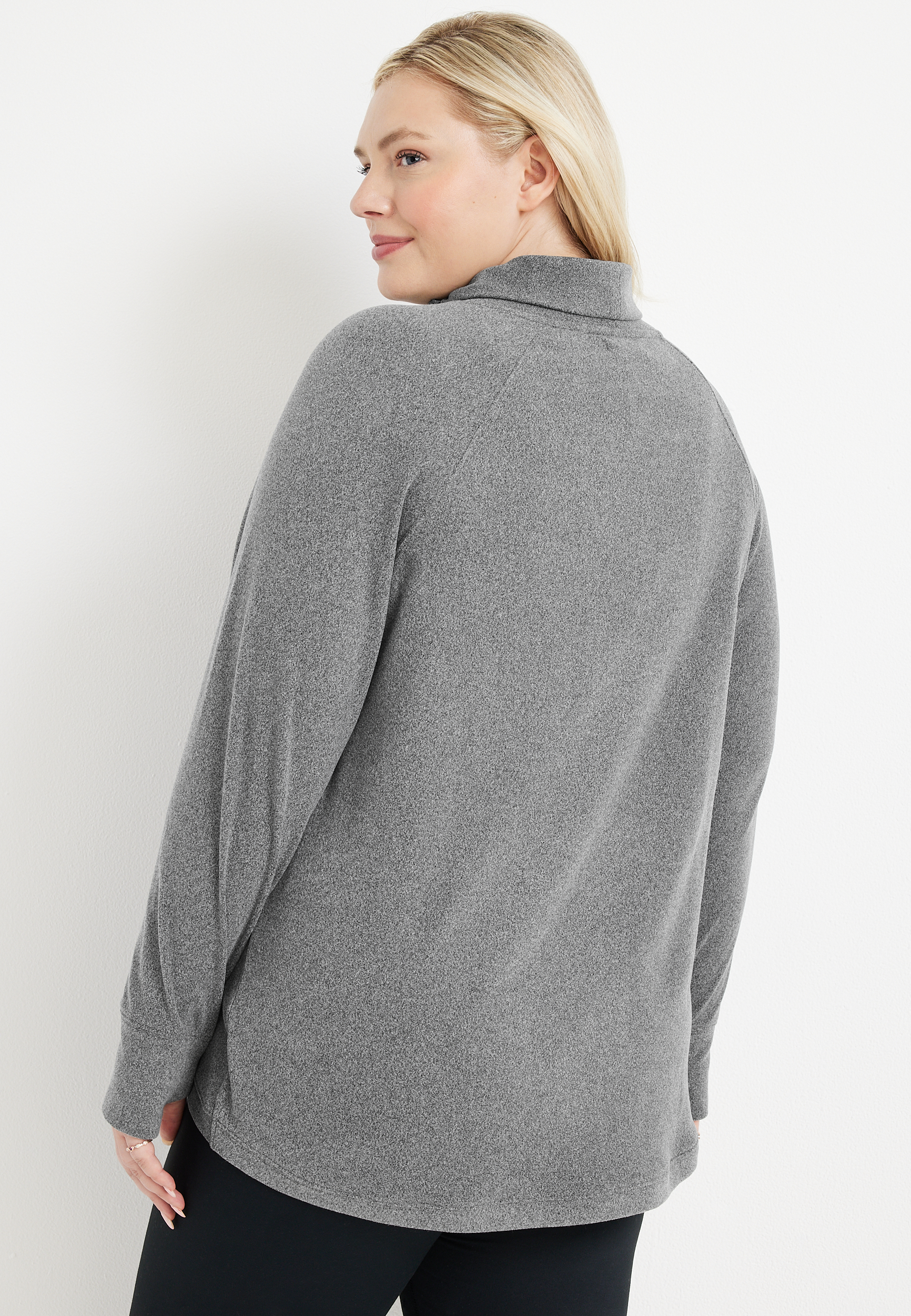 Plus Size Cowl Neck Fleece Tunic, C151, large