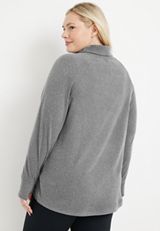 Plus Size Cowl Neck Fleece Tunic, C151, small