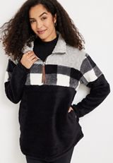 Lodge Sherpa Plaid Fleece Sweatshirt, , small