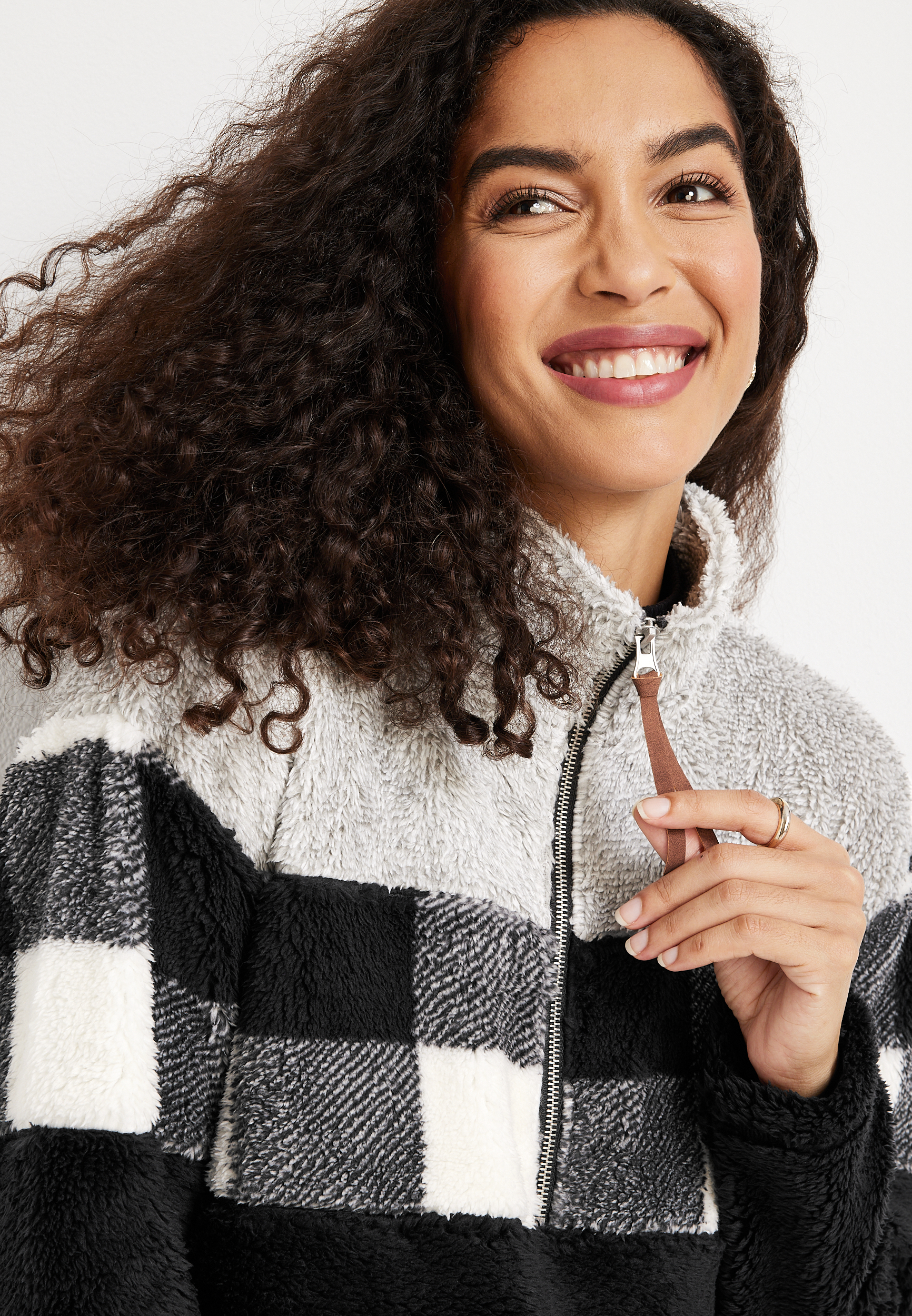 Lodge Sherpa Plaid Fleece Sweatshirt, , large