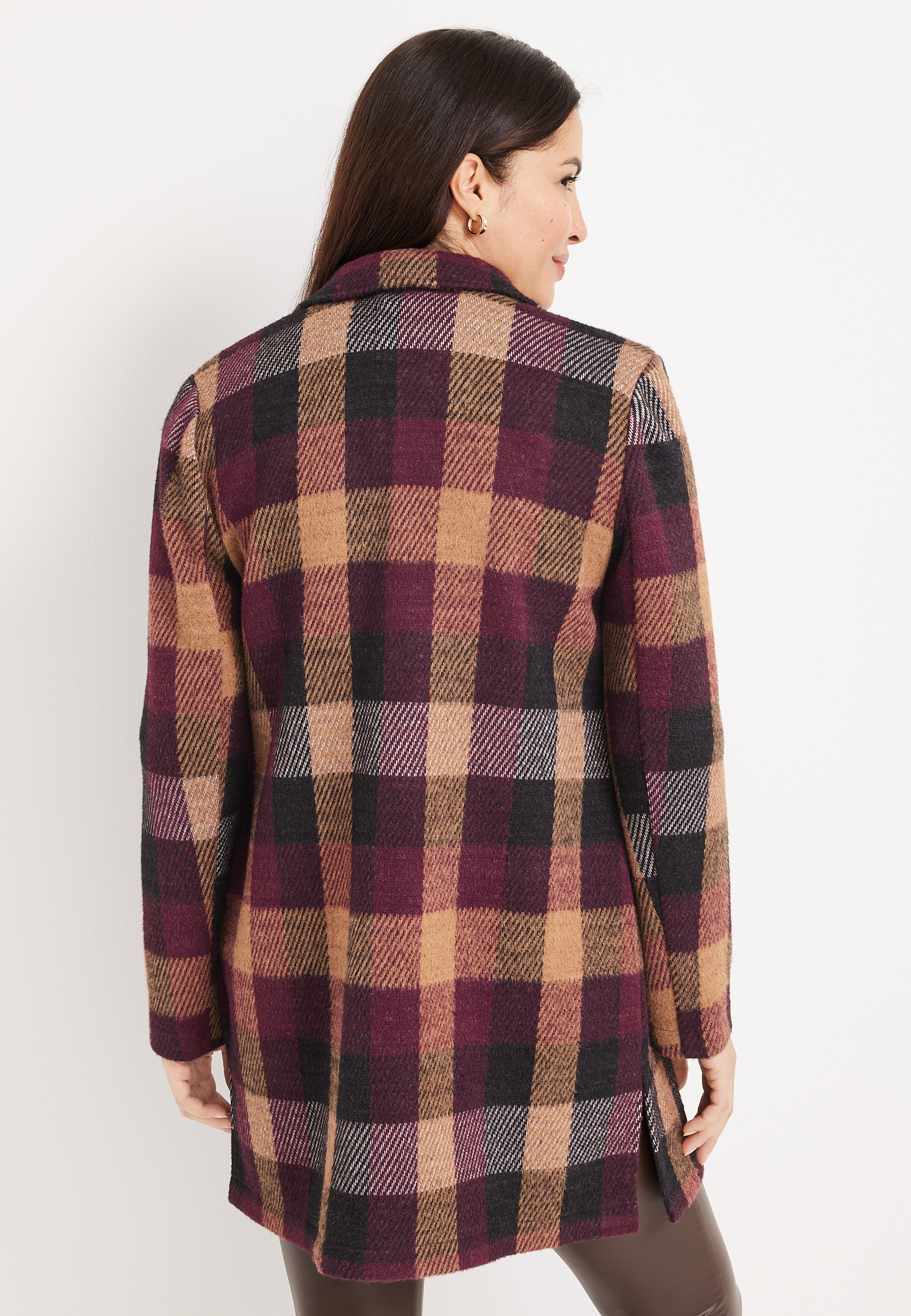 Plaid Longline Coatigan, C3058, large