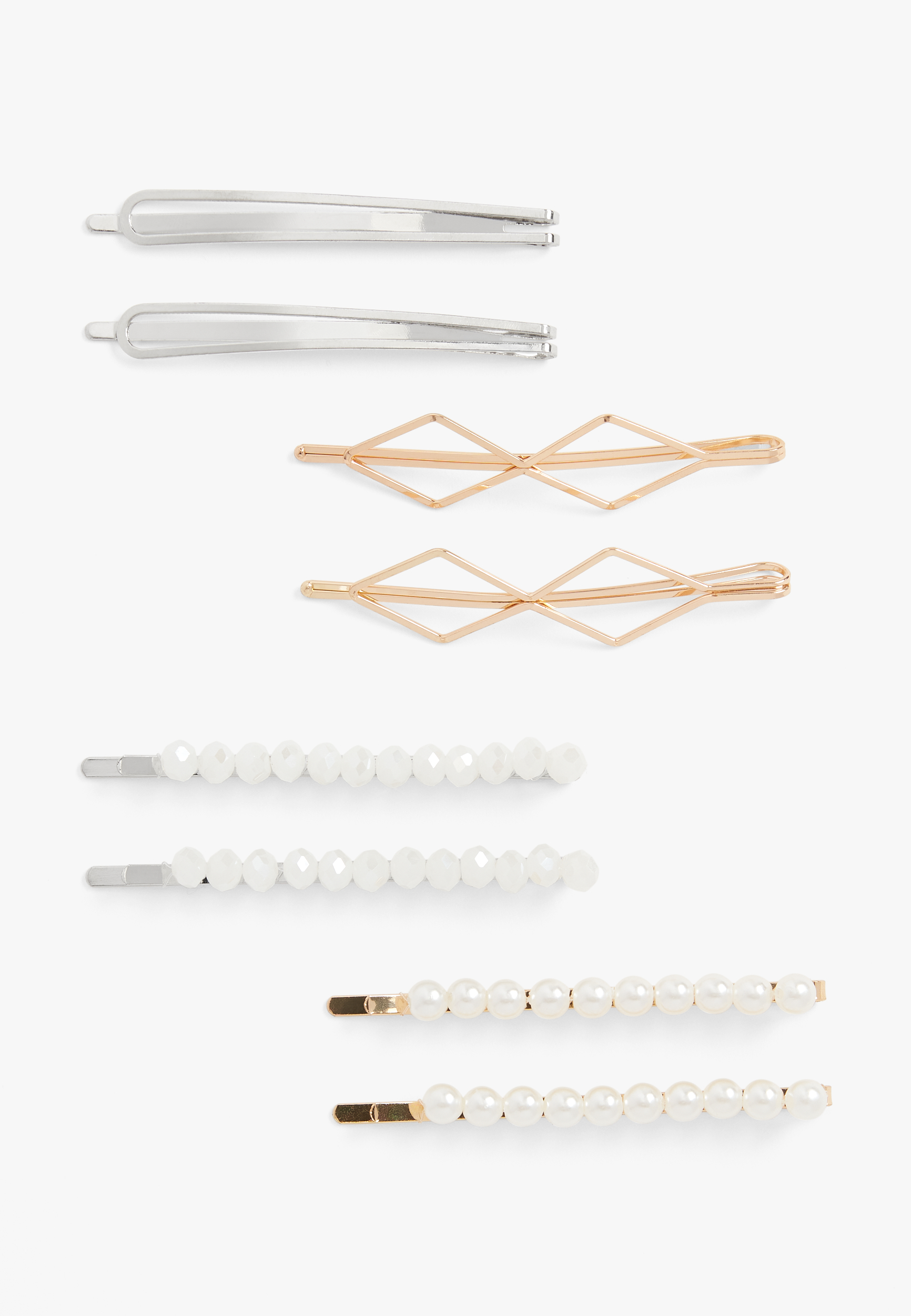 8 Pack Mixed Metal Hair Clips maurices