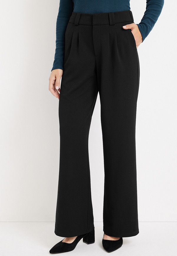 Black High Rise Pleated Pant | maurices