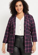 Plus Size Versa Plaid Blazer, C1756, small