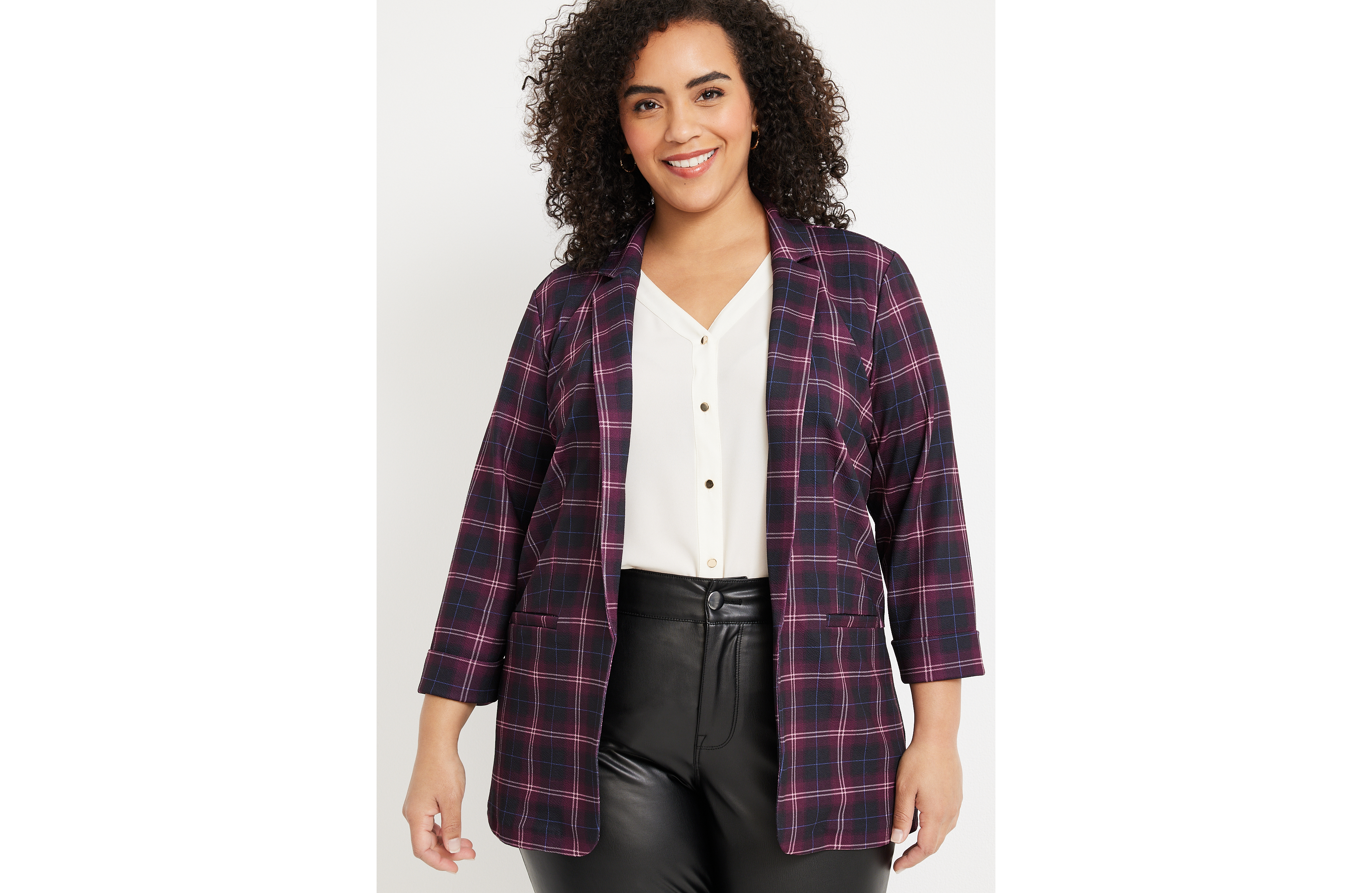 Plus Size Versa Plaid Blazer
