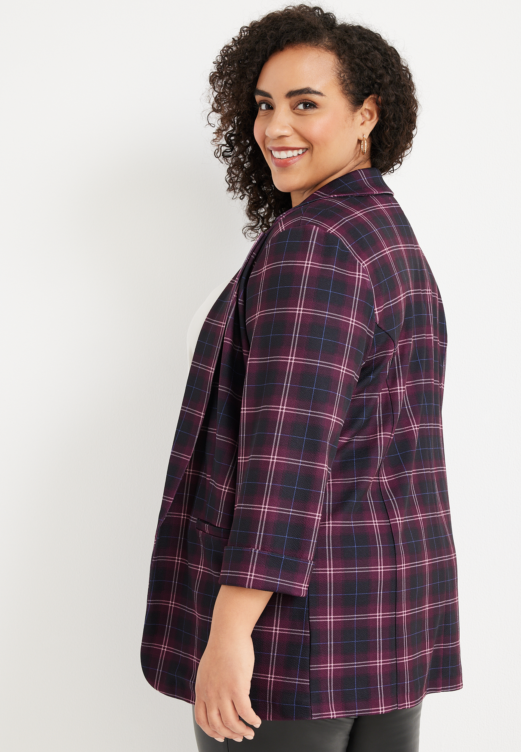 Plus Size Versa Plaid Blazer, C1756, large