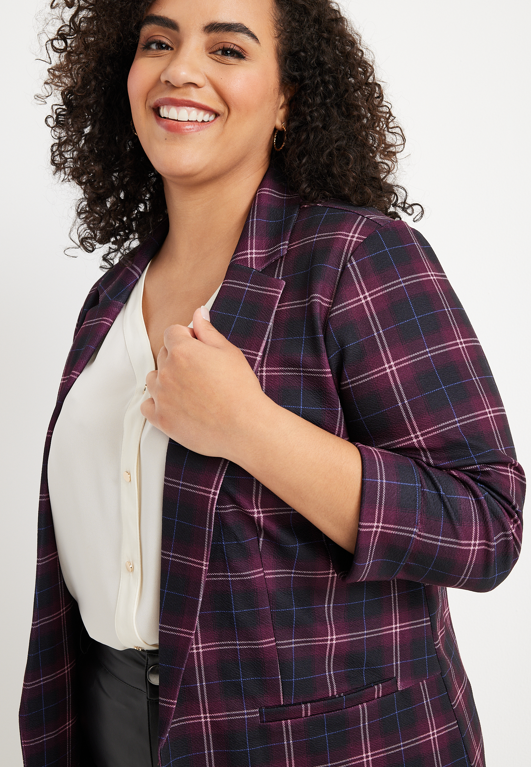 Plus Size Versa Plaid Blazer, C1756, large