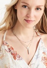 Mixed Metal Pendant Layered Necklace, , small