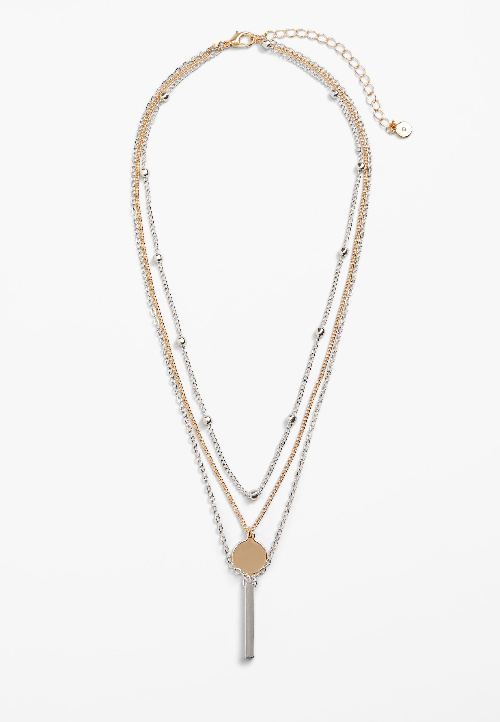 Mixed Metal Pendant Layered Necklace, , large