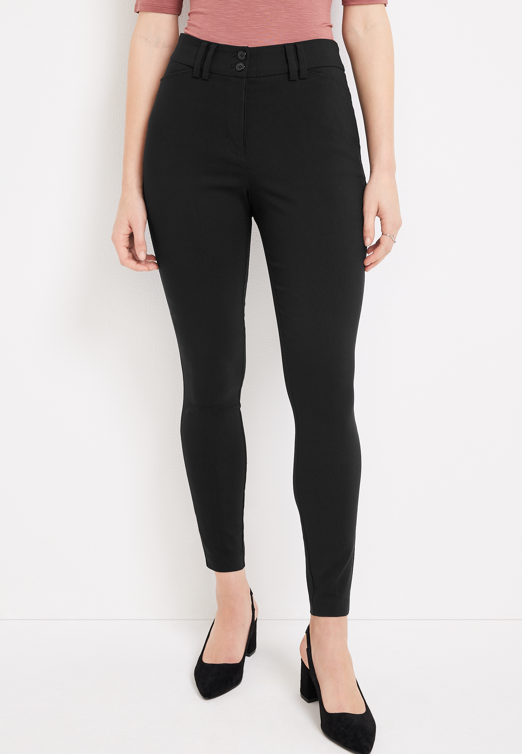 Bengaline Curvy Double Button Skinny Ankle Dress Pant | maurices