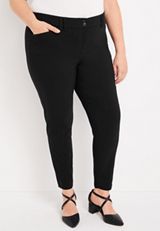 Plus Size Bengaline Curvy Double Button Skinny Ankle Dress Pant, BLACK, small