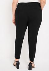 Plus Size Bengaline Curvy Double Button Skinny Ankle Dress Pant, BLACK, small