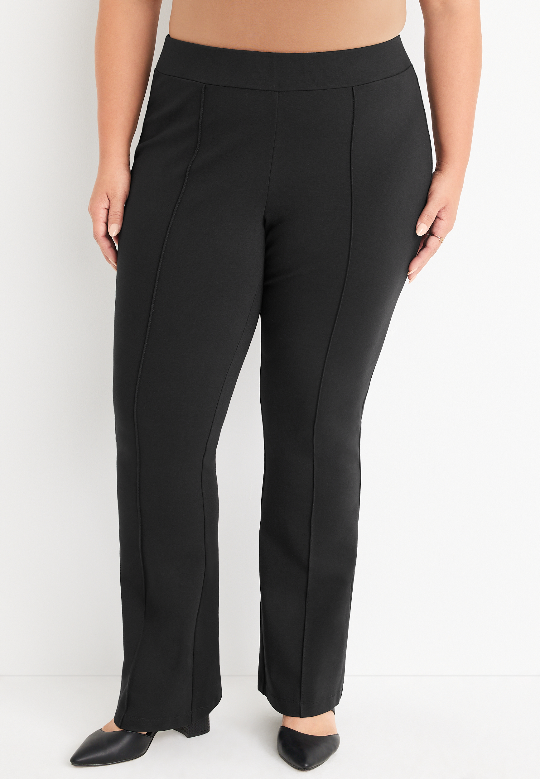 Plus Size Ponte High Rise Seamed Flare Pant | maurices
