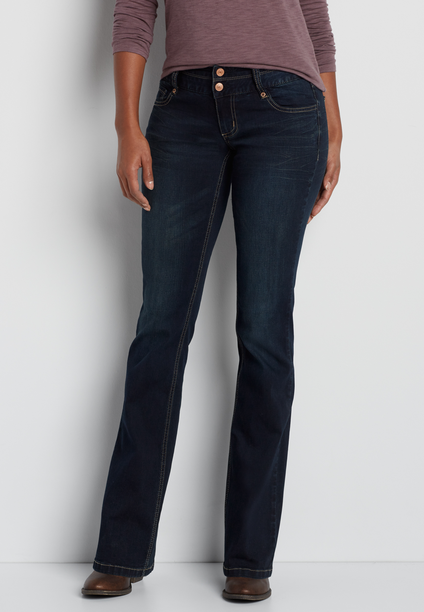 DenimFlex™ bootcut jeans with thick stitch back pockets | maurices