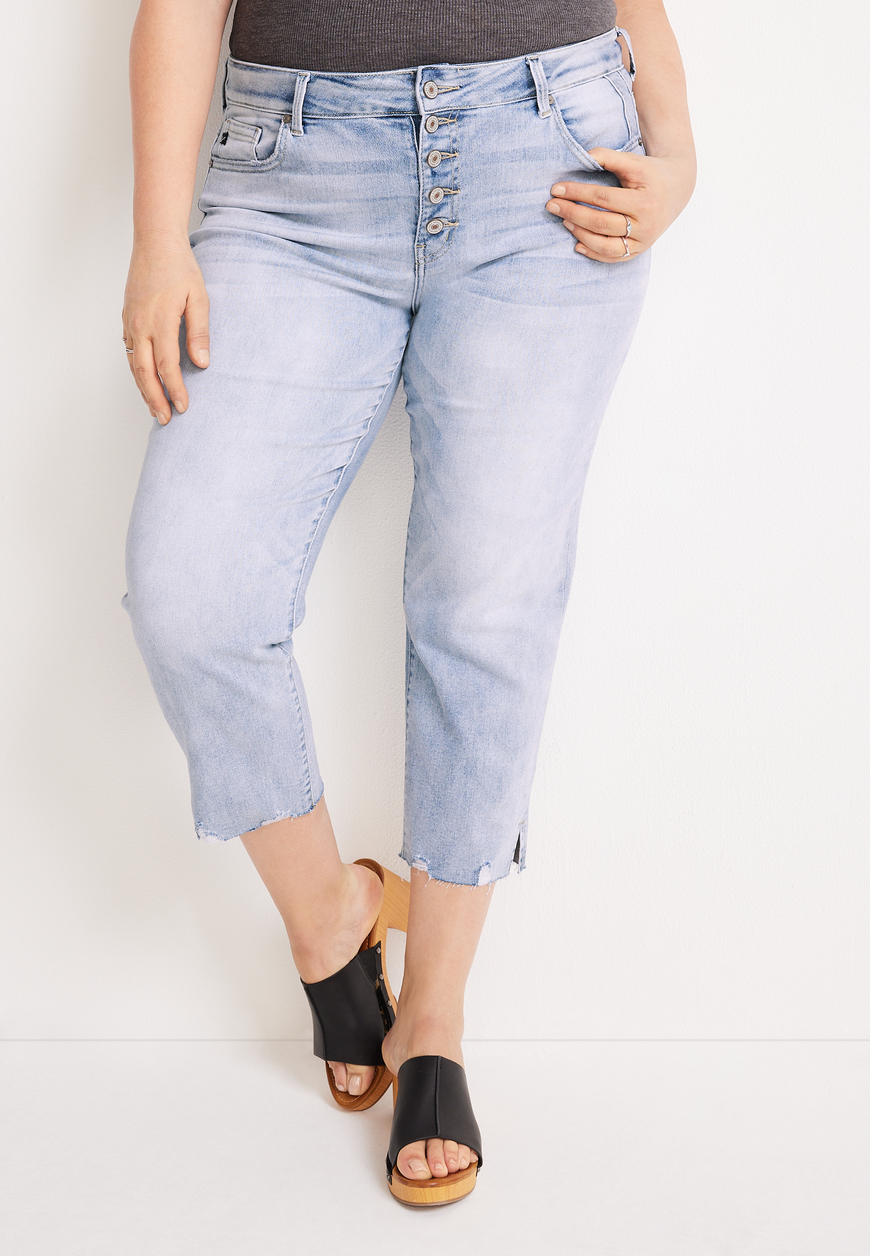 Plus Size KanCan™ High Rise Button Fly Cropped Jean | maurices