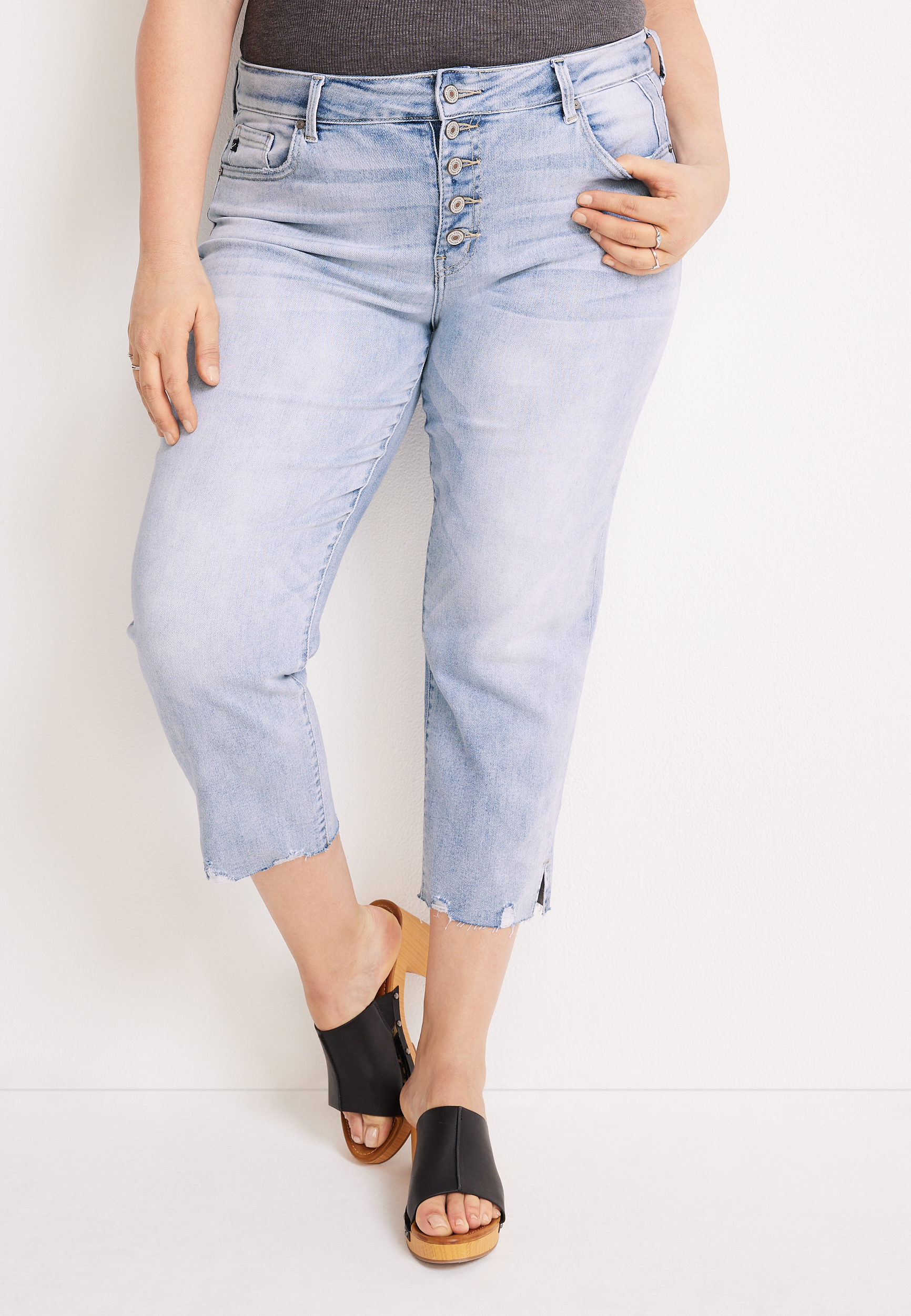 Plus Size KanCan™ High Rise Button Fly Cropped Jean