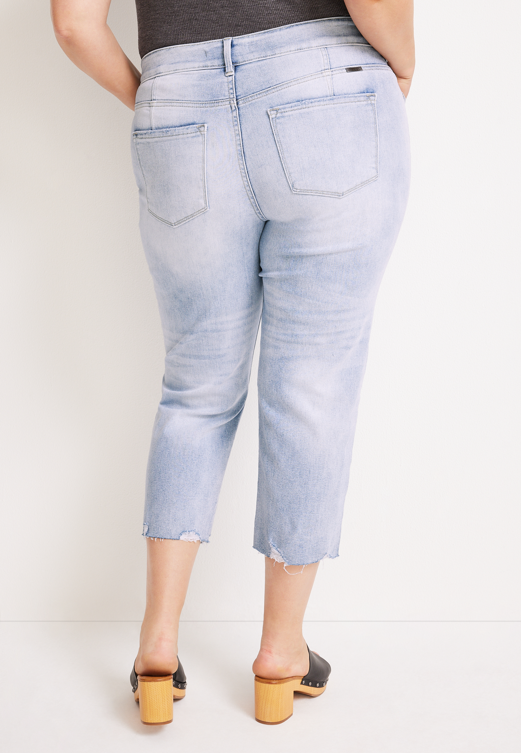 Plus Size KanCan&trade; High Rise Button Fly Cropped Jean, MEDIUM SANDBLAST, large