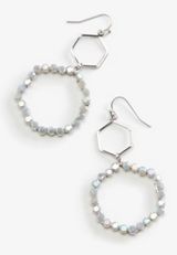 Beaded Hexagon Drop Earrings, C431, small