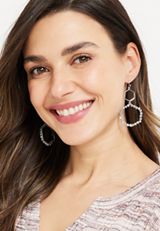 Beaded Hexagon Drop Earrings, C431, small