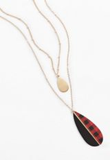 Buffalo Plaid Pendant Necklace, , small