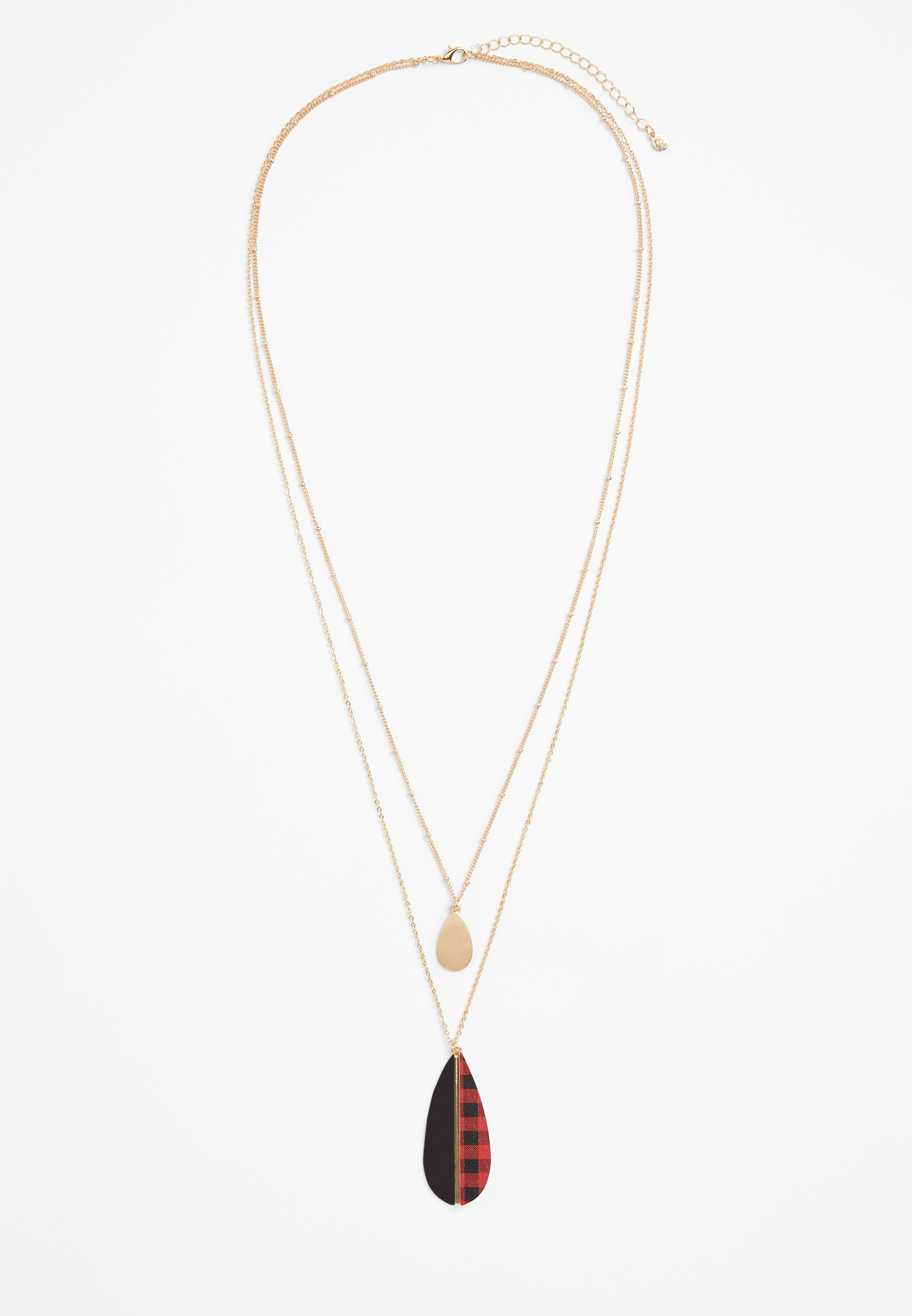 Buffalo Plaid Pendant Necklace, , large